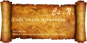 Csócsics Nikoletta névjegykártya